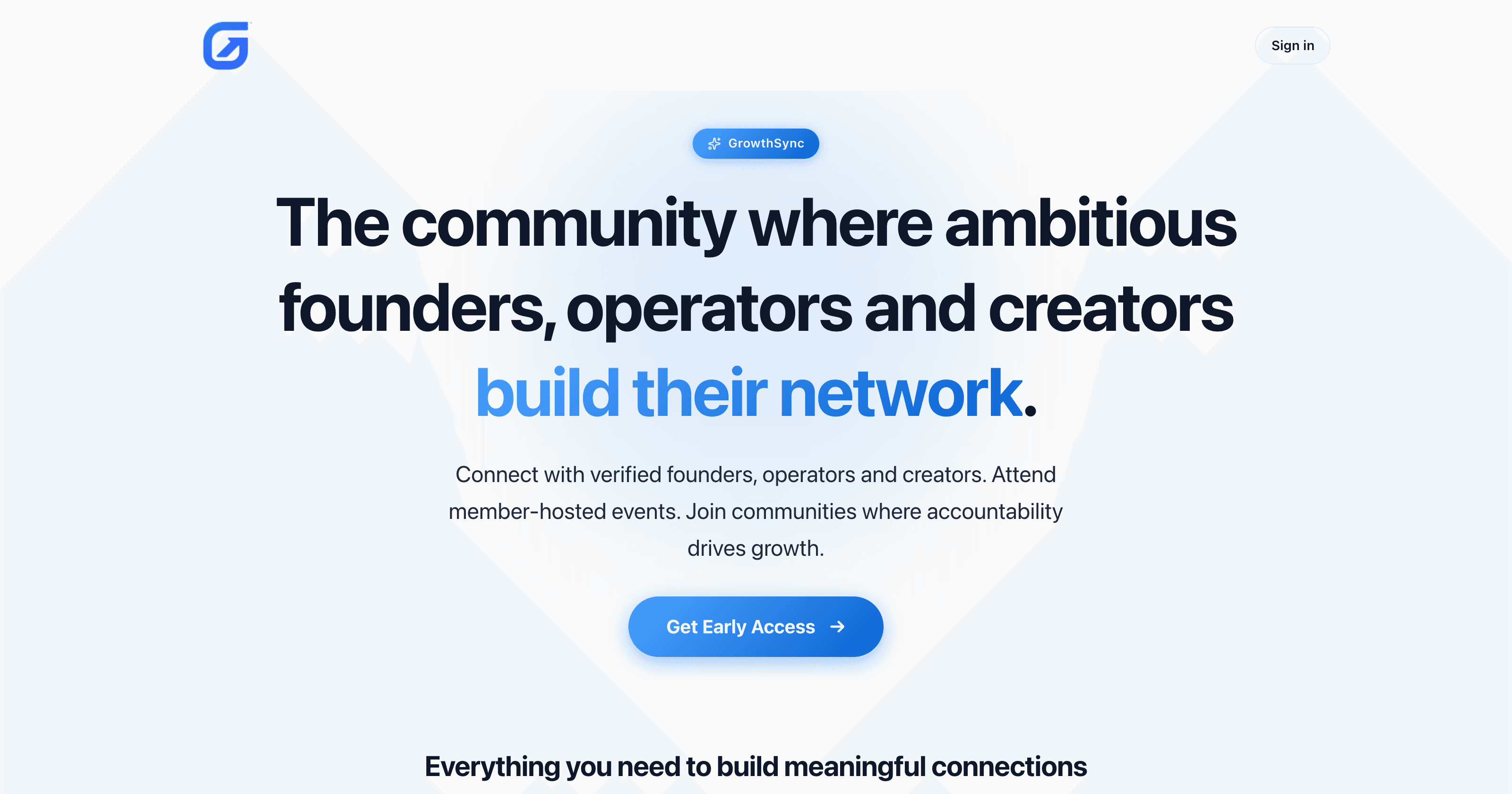 GrowthSync site preview of the SaaS networking app marketing site