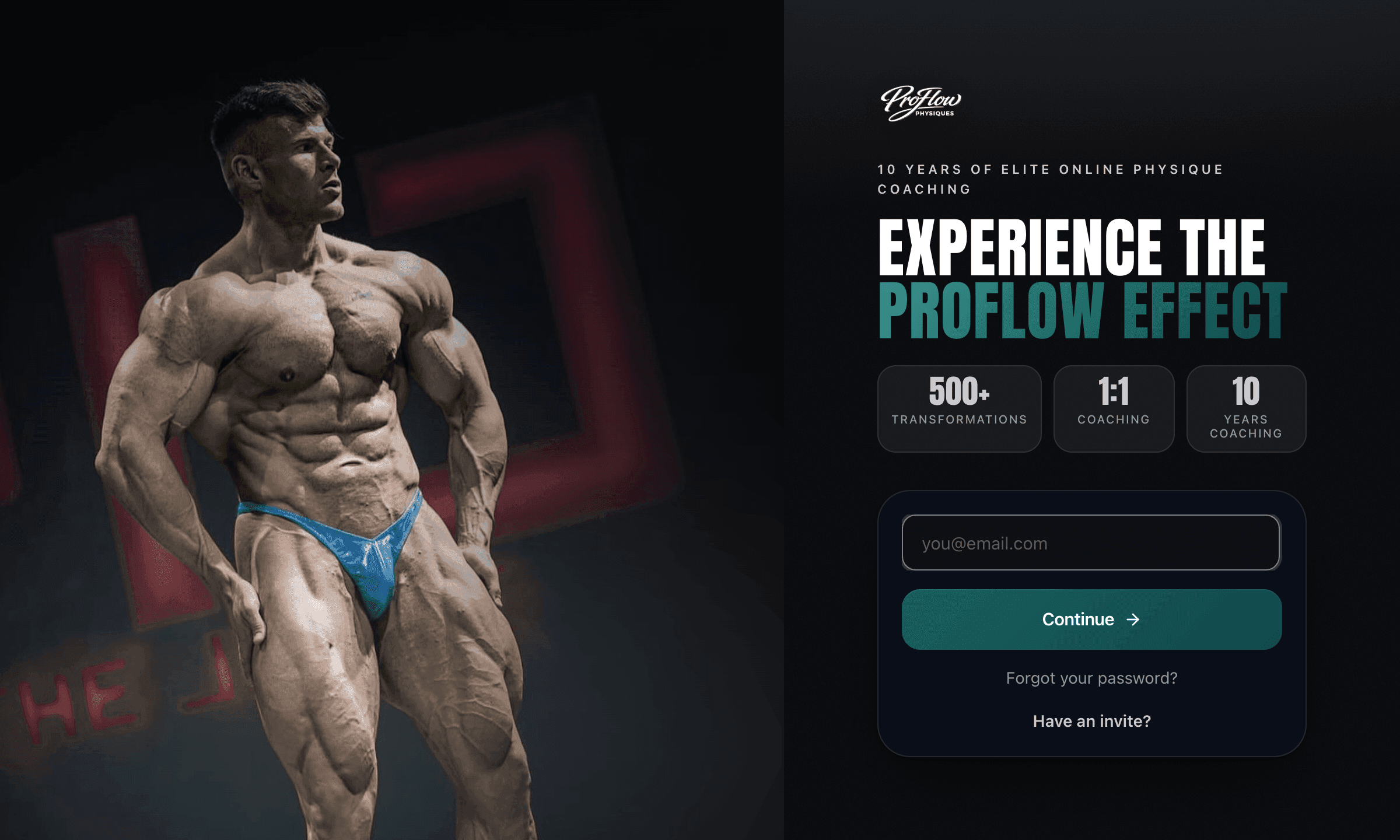 ProFlow Physiques coaching app sign-in screen preview